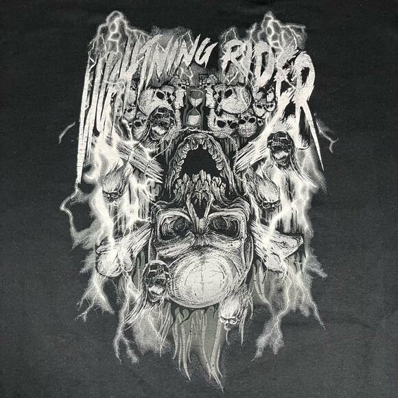 Tree Hugger Nation Lighting Rider Skull Black Tee T Shirt Men’s Sz XL New - Picture 2 of 4